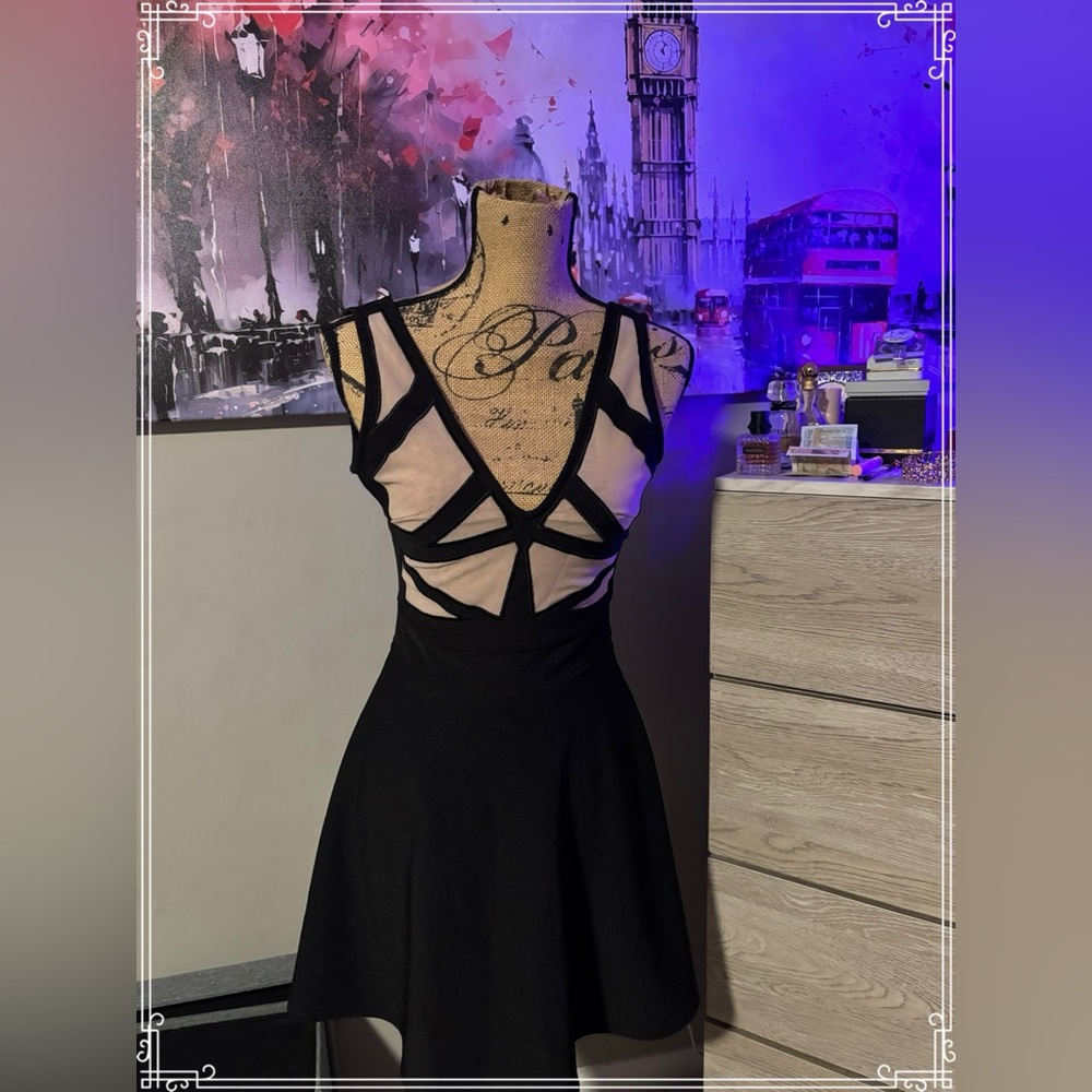 Elegant Black and Cream Dress